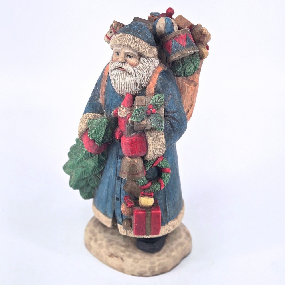 Kurt Adler Fabriche German Santa Blue Coat Toy Sack Figurine Holiday Decor VTG